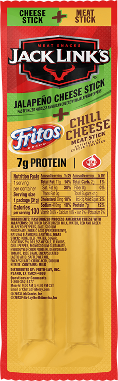 Bag of JALAPEÑO CHEESE STICK & FLAVORED MEAT STICK - FRITOS CHILI CHEESE